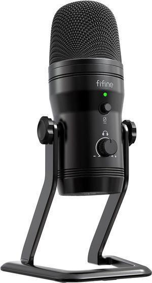 FIFINE USB Studio Recording Microphone Computer Podcast Mic for PC, PS4, Mac with Mute Button & Monitor Headphone Jack, Four Pickup Patterns for Vocals YouTube Streaming Gaming ASMR Zoom-Class (K690)