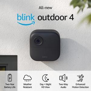 All-new Blink Outdoor 4 (4th Gen)  Wire-free smart security camera, two-year battery life, two-way audio, HD live view, enhanced motion detection, Works with Alexa  2 camera system