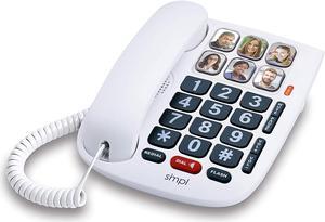 SMPL Hands-Free Dial Photo Memory Corded Phone | One-Touch Dialing | 6 Photo Buttons | Loud Ringer | Flasher | Large Buttons | Durable ABS Plastic | Easy to Program