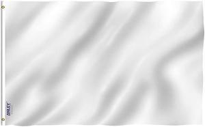 Fly Breeze 3x5 Foot Solid White Flag Vivid Color and UV Fade Resistant Canvas Header and Double Stitched Plain White Flags Polyester with Brass Grommets 3 X 5 Ft