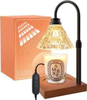 Candle Warmer Lamp with Dimmer, 2H/4H/8H Timer, Compatible with  Jar Candle, Home Decor Gift for her, Birthday Gift for mom, Home Scented Jar Candles Heater, Black Wood