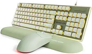 Wired Keyboard and Mouse Combo with Warm Backlit Pudding Keycaps Wired Keyboard and Mouse Combo with Warm Backlit Pudding Keycaps