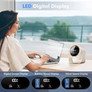 USB Desktop Fan with LED Display & Long Battery Life USB Desktop Fan with LED Display & Long Battery Life