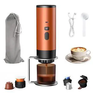 18 Bar Portable Espresso Machine with LED Display and 90ml Sink 18 Bar Portable Espresso Machine with LED Display and 90ml Sink