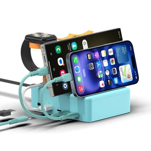 HKY USB C Charging Station Stand for MacBook Neo Kindle Phones ipad Airpods Speakers Colorful 105W 5-Port (3 USB-C + 2 USB-A) Organizer Charging Dock with Removable Divider & Cables HKY USB C Charging Station Stand for MacBook Neo Kindle Phones ipad Airpods Speakers Colorful 105W 5-Port (3 USB-C + 2 USB-A) Organizer Charging Dock with Removable Divider & Cables
