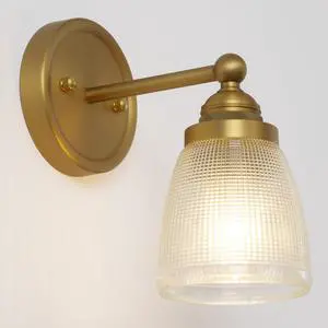 Industrial Wall Light Sconce with Clear Ribbed Glass Lampshade Industrial Wall Light Sconce with Clear Ribbed Glass Lampshade