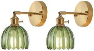 Vintage Wall Light with Floral Glass Shade & Gold Metal Fittings Vintage Wall Light with Floral Glass Shade & Gold Metal Fittings