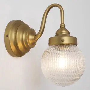 Wall Light Sconce with Clear Ribbed Glass Globe Shade Wall Light Sconce with Clear Ribbed Glass Globe Shade