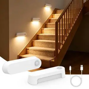 Rechargeable Motion Sensor Night Light 2 Pack 1800mAh Battery Operated Stair Lights Indoor Rechargeable Motion Sensor Night Light 2 Pack 1800mAh Battery Operated Stair Lights Indoor