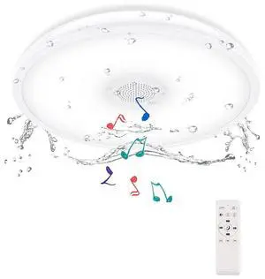 Bathroom Ceiling Light with Bluetooth Speaker and Remote Control Waterproof Bathroom Ceiling Light with Bluetooth Speaker and Remote Control Waterproof