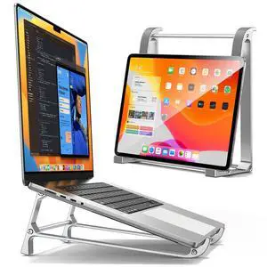 Vertical Laptop Stand & Storage Holder - Portable Aluminum Stand with Silicone Pads Vertical Laptop Stand & Storage Holder - Portable Aluminum Stand with Silicone Pads