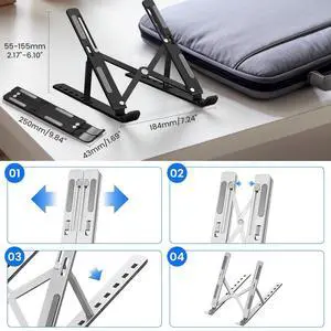 Adjustable Laptop Stand for Desk Foldable & Portable ABS+Silicone Riser Adjustable Laptop Stand for Desk Foldable & Portable ABS+Silicone Riser
