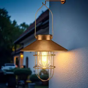 Outdoor Solar Hanging Lanterns Vintage Light with Warm LED Bulbs Outdoor Solar Hanging Lanterns Vintage Light with Warm LED Bulbs