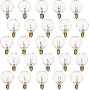 25 Pack G40 Incandescent Replacement Light Bulbs: 7 Watt G40 Globe Bulbs 25 Pack G40 Incandescent Replacement Light Bulbs: 7 Watt G40 Globe Bulbs
