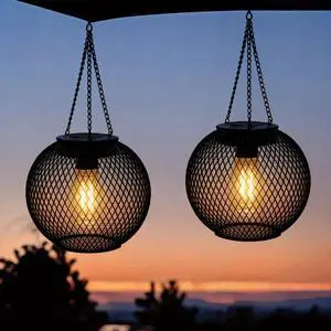 Hanging Solar Lights Outdoor Garden 2 Pack Retro Solar Lanterns Hanging Solar Lights Outdoor Garden 2 Pack Retro Solar Lanterns