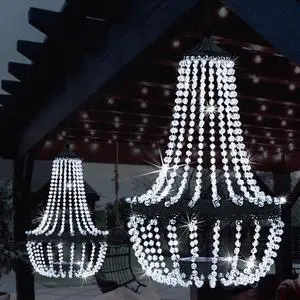 Hanging Solar Chandelier Outdoor 30 Cool White Lights Hanging Solar Chandelier Outdoor 30 Cool White Lights