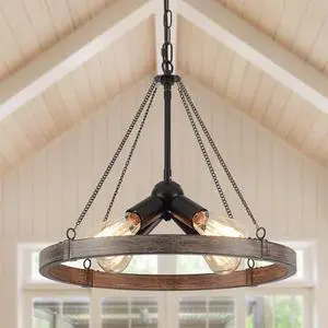 4-Light Farmhouse Black Rustic Round Dining Room Lights Ceiling 4-Light Farmhouse Black Rustic Round Dining Room Lights Ceiling