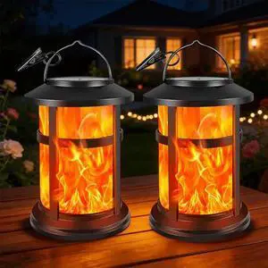 Flickering Flame Solar Lantern Outdoor Garden Hanging Waterproof Flickering Flame Solar Lantern Outdoor Garden Hanging Waterproof