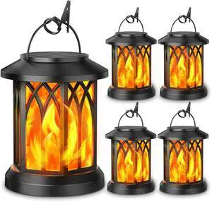 4 Pack Hanging Lanterns with Realistic Flickering Flame LED 4 Pack Hanging Lanterns with Realistic Flickering Flame LED