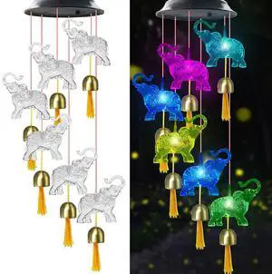 Elephant Gifts for Mom Woman Solar Wind Chimes for Garden Elephant Gifts for Mom Woman Solar Wind Chimes for Garden