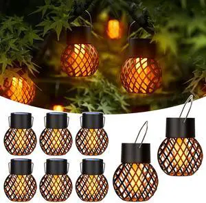 8 Pack Hanging Solar Lights Flickering Flame 8 Pack Hanging Solar Lights Flickering Flame