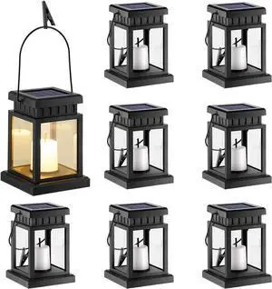 Solar Hanging Lantern Outdoor 8 Pack Solar Candle Lights with Stake Solar Hanging Lantern Outdoor 8 Pack Solar Candle Lights with Stake