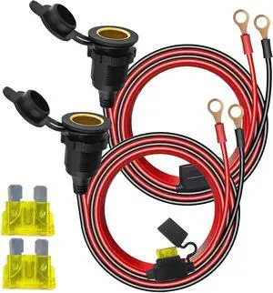 2PCS 12V Car Cigarette Lighter Female Socket to O Ring Terminal Cord 2PCS 12V Car Cigarette Lighter Female Socket to O Ring Terminal Cord