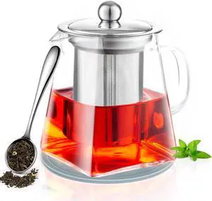Teapot with Tea Scoop and Mat 950ml/32.12oz Heat-Resistant Teapot with Tea Scoop and Mat 950ml/32.12oz Heat-Resistant