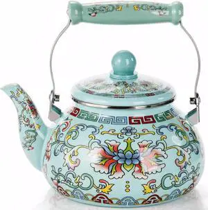 2.6 Quart Floral Enamel Tea Kettle 2.6 Quart Floral Enamel Tea Kettle
