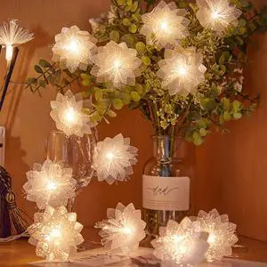 20 Warm White LED Indoor White Decorative Flower String 20 Warm White LED Indoor White Decorative Flower String