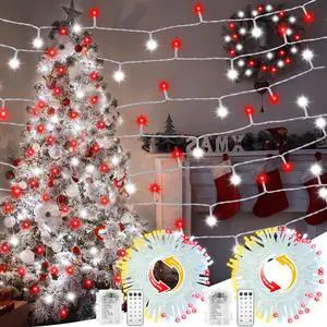 2 Pack Red White Christmas Tree Lights Battery Powered 2 Pack Red White Christmas Tree Lights Battery Powered