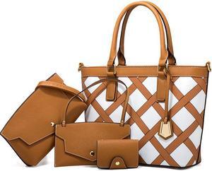 4pcs set Women brand handbag plaid bag female leather tote bag