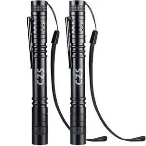 CZS Flashlight, 2 Pack Pen Light, Small Flashlights High Lumens, Battery-Powered LED Flashlight by 2AAA Battery, Waterproof Pocket Flashlights for Work, Emergency (Battery Not Included) CZS Flashlight, 2 Pack Pen Light, Small Flashlights High Lumens, Battery-Powered LED Flashlight by 2AAA Battery, Waterproof Pocket Flashlights for Work, Emergency (Battery Not Included)