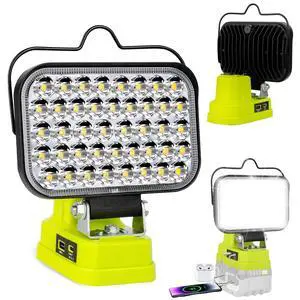 Cordless LED Work Light Compatible with Ryobi 18V Battery, 90W 7000LM Flood Light with USB & Type-C, Low Voltage Protection for Garage Outdoor Job Site Lighting (No Battery) Cordless LED Work Light Compatible with Ryobi 18V Battery, 90W 7000LM Flood Light with USB & Type-C, Low Voltage Protection for Garage Outdoor Job Site Lighting (No Battery)