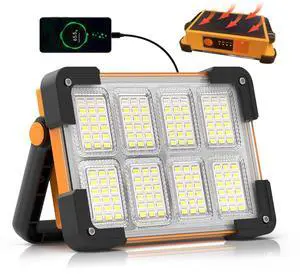 120W Solar Rechargeable Work Light, 144 LED 10000LM Led Work Light with 4 Modes, Portable Flood Light with Stand, IP66 Waterproof Outdoor Working Light for Emergency Mechanic Camping Repair (Yellow) 120W Solar Rechargeable Work Light, 144 LED 10000LM Led Work Light with 4 Modes, Portable Flood Light with Stand, IP66 Waterproof Outdoor Working Light for Emergency Mechanic Camping Repair (Yellow)