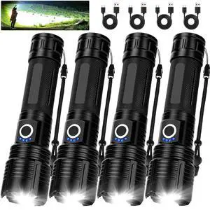 MILAOSHU 4 Pack Flashlight Rechargeable 99,000 High Lumens, Super Bright Rechargeable Flashlights for Home, Powerful LED Flash Light with 5 Light Modes, IPX7 Waterproof for Outdoor, Camping MILAOSHU 4 Pack Flashlight Rechargeable 99,000 High Lumens, Super Bright Rechargeable Flashlights for Home, Powerful LED Flash Light with 5 Light Modes, IPX7 Waterproof for Outdoor, Camping