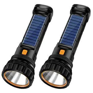 E-SHIDAI Solar/Rechargeable Multi Function 1000 Lumens LED Flashlight, with Emergency Strobe Light, Handheld LED Flashlights for Home Emergencies Camping (2PC) E-SHIDAI Solar/Rechargeable Multi Function 1000 Lumens LED Flashlight, with Emergency Strobe Light, Handheld LED Flashlights for Home Emergencies Camping (2PC)