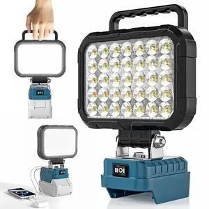 LED Work Light Compatible with Makita 18V Battery, 78W 10000LM Cordless Work Light with 2 USB Charging Port, 145° Adjustable Angle Portable Flood Light Flashlight (Battery NOT Included) LED Work Light Compatible with Makita 18V Battery, 78W 10000LM Cordless Work Light with 2 USB Charging Port, 145° Adjustable Angle Portable Flood Light Flashlight (Battery NOT Included)