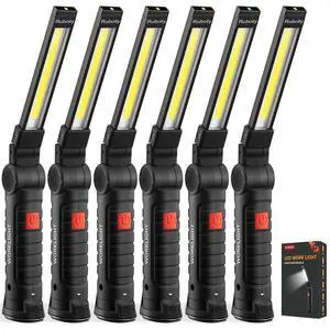 6Pack Magnetic Rechargeable LED Work Light/Flashlight for Mechanics | 360° Rotation, Super Bright, 5 Modes, Compact, Tail Hook, for Car Repairing, Garage, Emergency, Workshop, Gifts for Father 6Pack Magnetic Rechargeable LED Work Light/Flashlight for Mechanics | 360° Rotation, Super Bright, 5 Modes, Compact, Tail Hook, for Car Repairing, Garage, Emergency, Workshop, Gifts for Father
