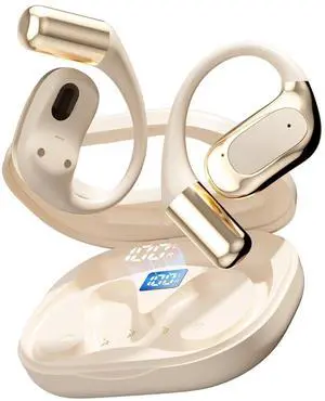 Open Ear Headphones Bluetooth Wireless Over Ear Earbuds with Ergonomic Earhook Ear Buds, Led Power Display,48h Playtime,Ipx6 Waterproof Comfortable for Workout,Cycling,Running(Skin) Open Ear Headphones Bluetooth Wireless Over Ear Earbuds with Ergonomic Earhook Ear Buds, Led Power Display,48h Playtime,Ipx6 Waterproof Comfortable for Workout,Cycling,Running(Skin)