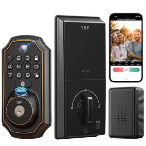 YHV Keyless Entry Door Lock with Camera Fingerprint Smart Door Lock with App Remote Control, Wi-Fi Connected Electronic Keypad Code Deadbolt Auto Unlock for Front Door YHV Keyless Entry Door Lock with Camera Fingerprint Smart Door Lock with App Remote Control, Wi-Fi Connected Electronic Keypad Code Deadbolt Auto Unlock for Front Door