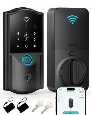 WiFi Smart Lock for Front Door Firstriver Keyless Entry Electronic Deadbolt with Biometric Fingerprint & Digital Keypad Built-in Wi-Fi App Control Auto Lock Compatible with Alexa & Google Assistant WiFi Smart Lock for Front Door Firstriver Keyless Entry Electronic Deadbolt with Biometric Fingerprint & Digital Keypad Built-in Wi-Fi App Control Auto Lock Compatible with Alexa & Google Assistant