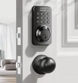 Ulecoce Keyless Entry Door Lock with Knob Set, Door Locks for Front Door with Handle Set, Auto Lock, One-Touch Lock, 100 Codes & 3 Keys, Anti-Peeping Password, Easy Installation, Black Ulecoce Keyless Entry Door Lock with Knob Set, Door Locks for Front Door with Handle Set, Auto Lock, One-Touch Lock, 100 Codes & 3 Keys, Anti-Peeping Password, Easy Installation, Black