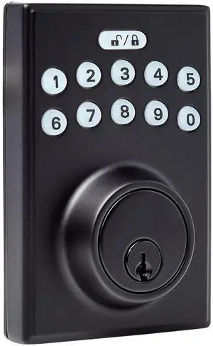 Amazon Basics Electronic Keypad Deadbolt Door Lock with Auto Lock, Touch-Control Keyless Entry, Customizable User Codes, Easy Installation, Contemporary, Matte Black, 1-Pack Amazon Basics Electronic Keypad Deadbolt Door Lock with Auto Lock, Touch-Control Keyless Entry, Customizable User Codes, Easy Installation, Contemporary, Matte Black, 1-Pack