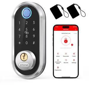 Smart Deadbolt, SMONET Fingerprint Electronic Deadbolt Door Lock with Keypad-Bluetooth Keyless Entry Front Door Digital Keypad App Control, Ekeys Sharing, App Monitoring Auto Lock for Homes and Hotel Smart Deadbolt, SMONET Fingerprint Electronic Deadbolt Door Lock with Keypad-Bluetooth Keyless Entry Front Door Digital Keypad App Control, Ekeys Sharing, App Monitoring Auto Lock for Homes and Hotel