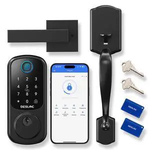 DESLOC B200 Keyless Entry Door Lock with Handle Set, Smart Locks for Front Door, Deadbolt Smart Lock, Front Door Locks Set, Electronic keypad Deadbolt with Handle, 12 Months Battery, IP54 DESLOC B200 Keyless Entry Door Lock with Handle Set, Smart Locks for Front Door, Deadbolt Smart Lock, Front Door Locks Set, Electronic keypad Deadbolt with Handle, 12 Months Battery, IP54