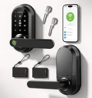 Smart Lock Keypad Door Lock with Handle, WiFi Keyless Entry Door Lock with Handle,Door Keypad Locks with Alexa & Google Assistant,Voice Control & APP Remote,Fingerprint,Key Fob,PIN Unlock,Auto Locking Smart Lock Keypad Door Lock with Handle, WiFi Keyless Entry Door Lock with Handle,Door Keypad Locks with Alexa & Google Assistant,Voice Control & APP Remote,Fingerprint,Key Fob,PIN Unlock,Auto Locking