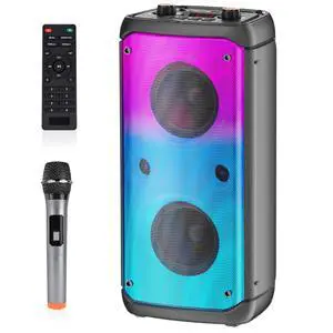 Bluetooth Speaker, 80W Peak Wireless TWS Portable Outdoor Party Speakers with Subwoofer, Deep Bass, LED Colorful Lights, Loud Stereo Sound Boombox with Radio for Home, Camping, Travel Bluetooth Speaker, 80W Peak Wireless TWS Portable Outdoor Party Speakers with Subwoofer, Deep Bass, LED Colorful Lights, Loud Stereo Sound Boombox with Radio for Home, Camping, Travel