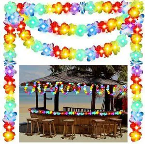 35.43ft Light up Hawaiian Flower Lei Garland Tropical Hawaiian Garland LED Lighted Luau Party Flower Banner for Luau Summer Beach Party Decorations 35.43ft Light up Hawaiian Flower Lei Garland Tropical Hawaiian Garland LED Lighted Luau Party Flower Banner for Luau Summer Beach Party Decorations