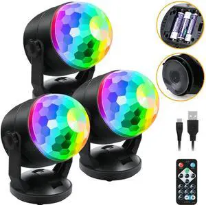 3-Pack Portable Sound Activated Party Lights, Battery Powered/USB | Strobe Light w/ Remote for Parties Karaoke Dancing Christmas Halloween Party Decorations Supplies for Home Room Indoor 3-Pack Portable Sound Activated Party Lights, Battery Powered/USB | Strobe Light w/ Remote for Parties Karaoke Dancing Christmas Halloween Party Decorations Supplies for Home Room Indoor